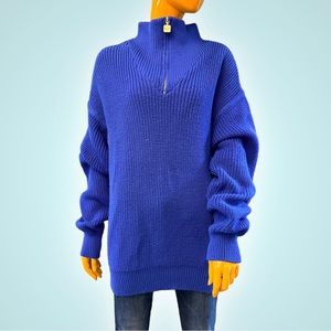 KAELIN Quarter Zip Funnel Neck Wool Ski Sweater AS IS